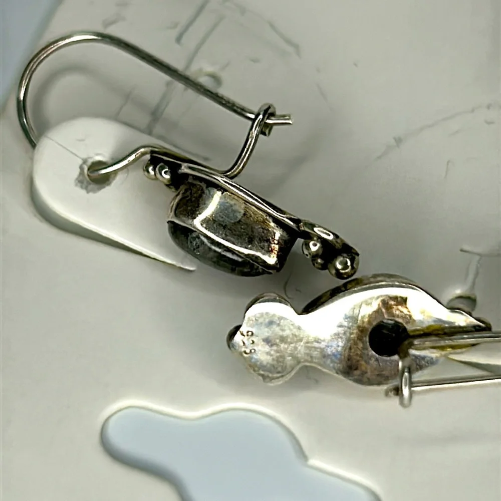 NWOT Vintage Sterling Silver Blue Labradorite Pear Shaped Earrings Modern Boho